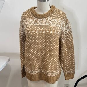 Fair Isle Crewneck Sweater - Tan & Cream